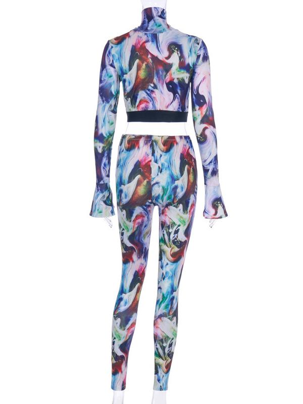 Sexy Printed Long Sleeves Yoga Suits