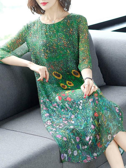 Casual Floral Printed Midi Dress