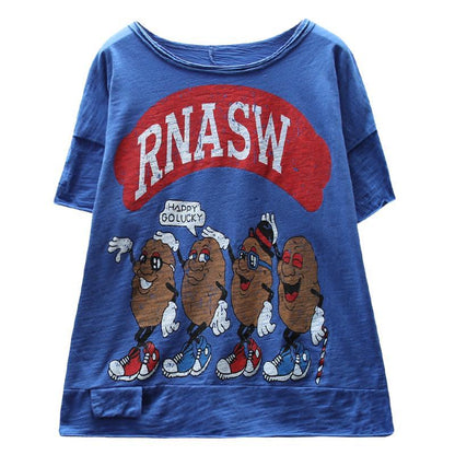 Cartoon Printed Round Neck Comfortable T-Shirt