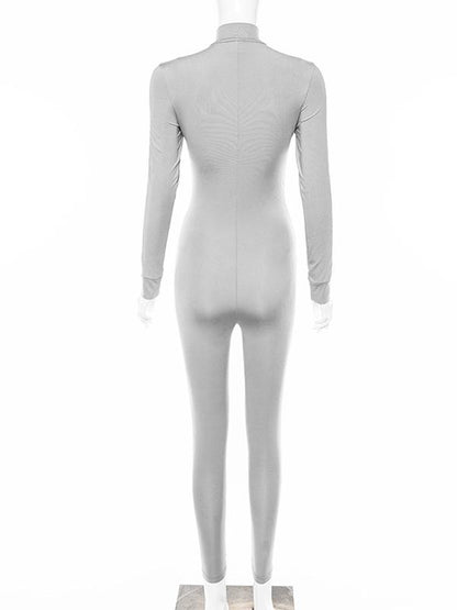 Zipper Skinny Long Sleeve Jumpsuits