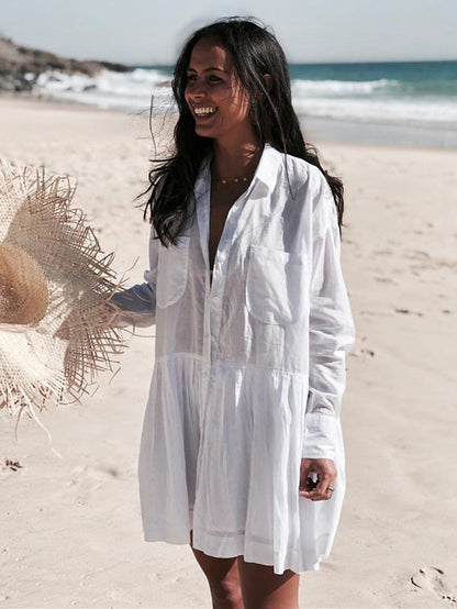 Loose Beach White Cover-ups Swimwear