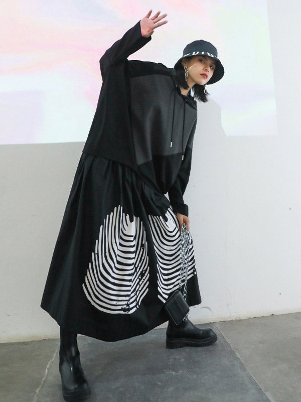 Casual Hooded Drawstring Split-Joint Hoodies&Sweatshirt Tops