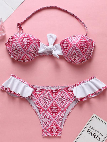 Knot Dull Bandeau Bikinis Swimwear