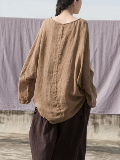 Vintage Casual Ramie Cotton Tops