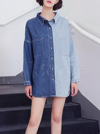 Casual Split-joint Jean Shirt