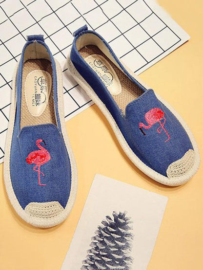 Embroidered Canvas Fisherman Flats