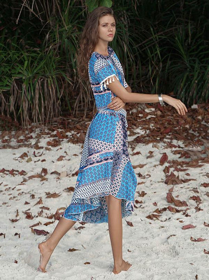 Tasseled Printed Cropped Bohemia Suits