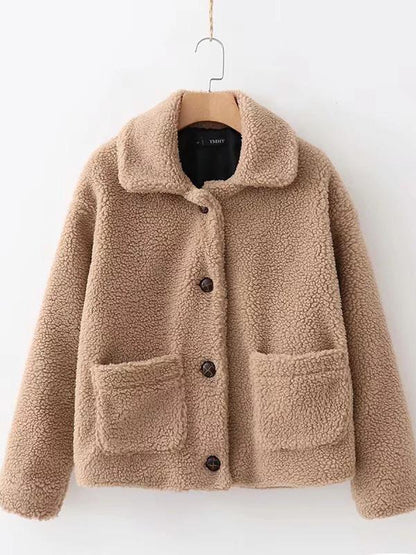 Lapel Solid Button Outwear