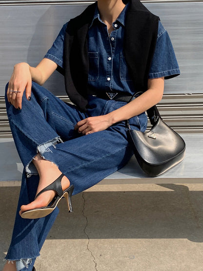 Original Blue Empire Wide-Leg Jean Pants