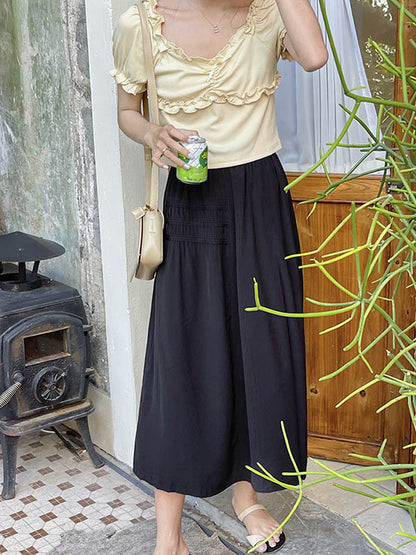Original Solid Color Empire  A-Line Skirt