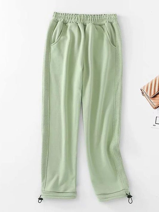 Loose Side Split-joint Straight Leg Drawstring Athletic Pants