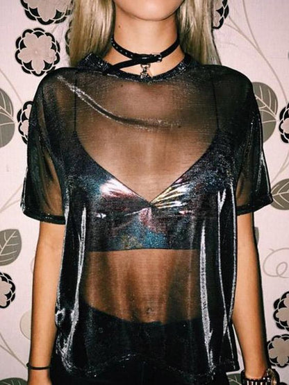 Casual See-through Gauze T-shirt