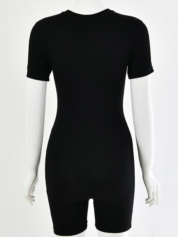 Sexy Wrap Solid Zipper Rompers