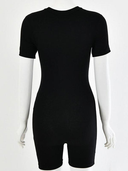 Sexy Wrap Solid Zipper Rompers