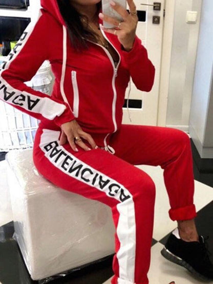Split-joint Straight Leg Cardigan Top Sports Suits