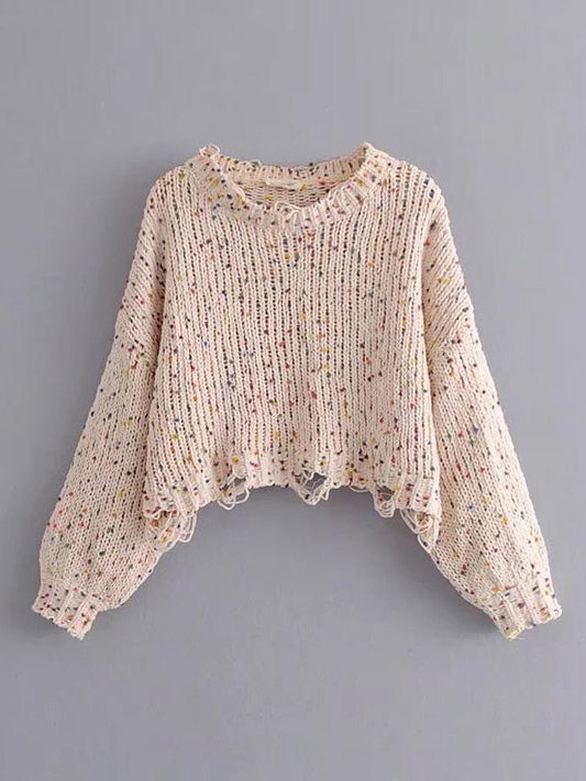 Knitting Holes Loose Sweater Tops