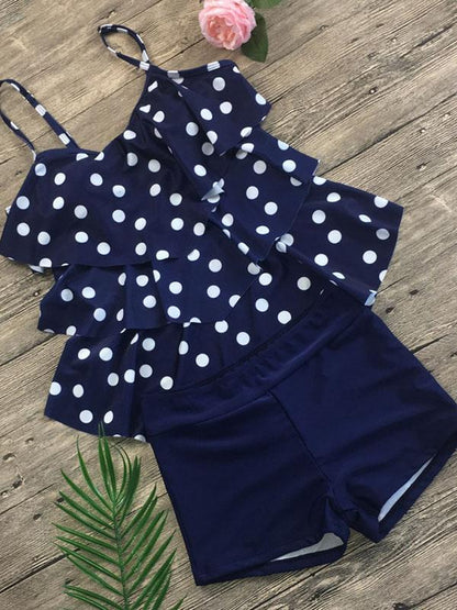 Falbala Plain Bottom Tankini Swimsuit