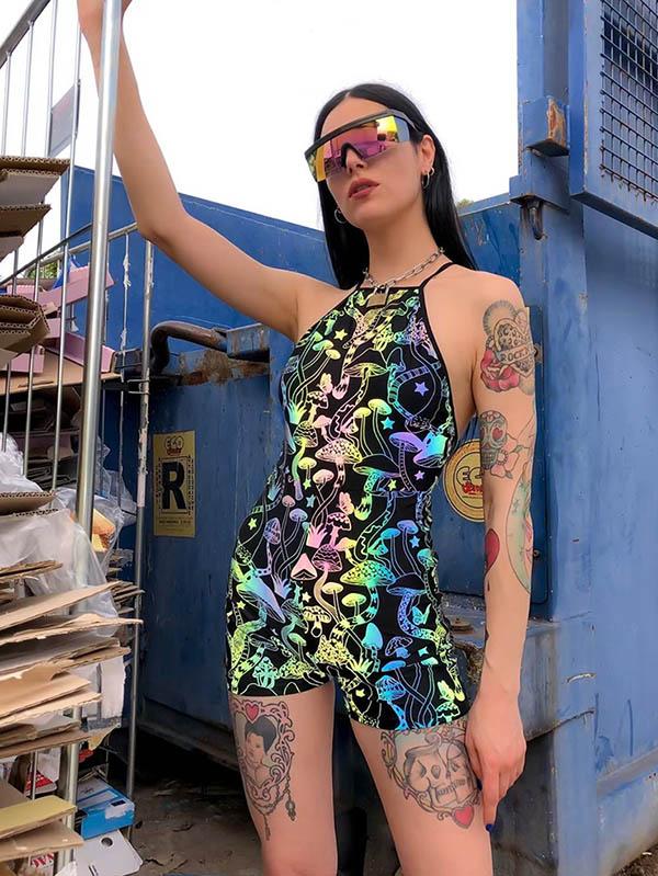 Fashion Floral Printed Backless Bodysuits