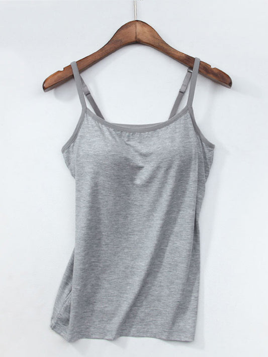 6 Colors Solid Color Spaghetti-Neck Bra Yoga Tops