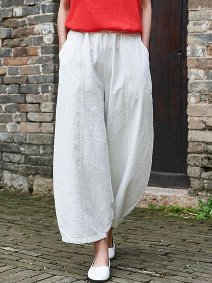 Loose  Ramie Cotton Wide-leg Pants