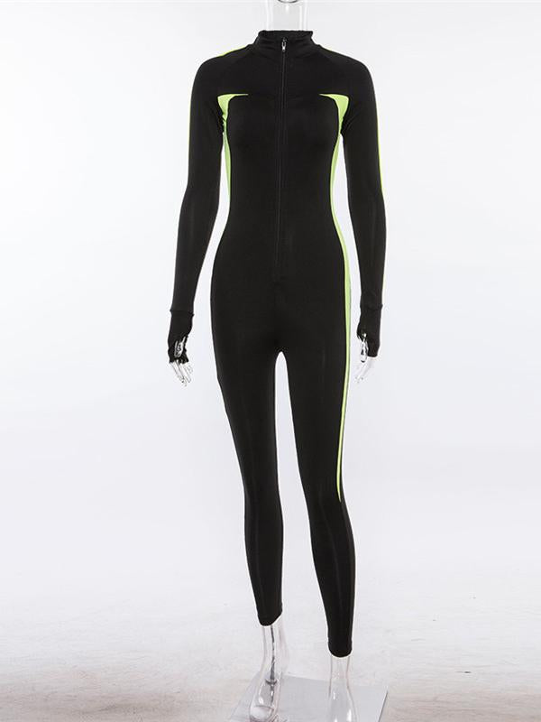 Fashion Color-block Yoga Jumpsuits