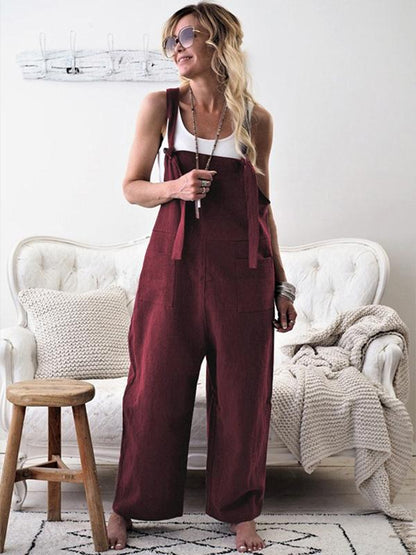 High-waist Loose Suspender Trousers
