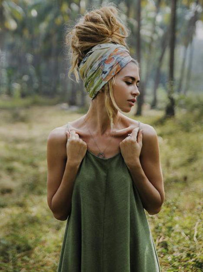 Asymmetric Spaghetti-neck Midi Dress