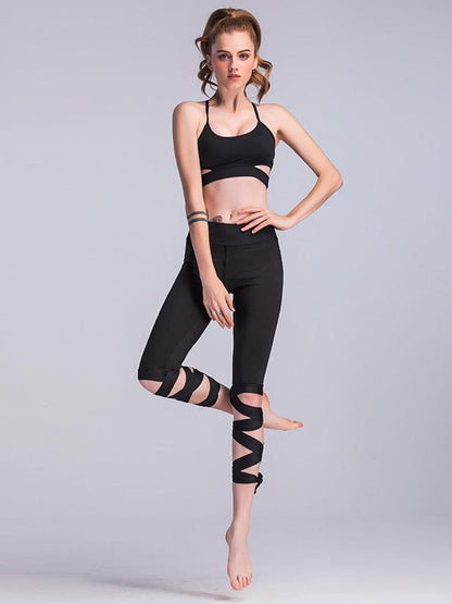 Sports Cross Tied Crop Leggings