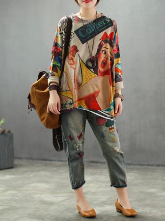 Vintage Loose Sweater Tops