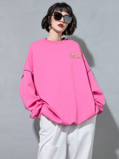 Casual Contrast Color Printed Long Sleeves Sweatshirt Top