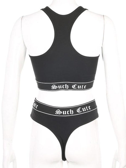 Trend Letter Printed Vest Yoga &Swim Suits