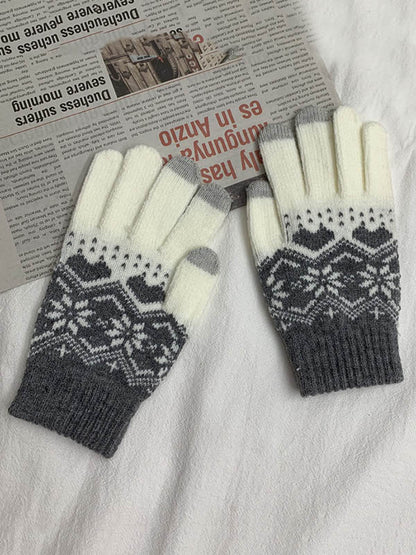 Original Cartoon Printed Knitting Sweater Gloves