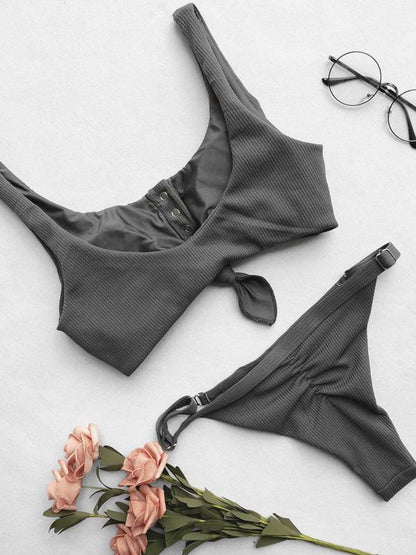 Ribbed Knot Bikinis Swimwear