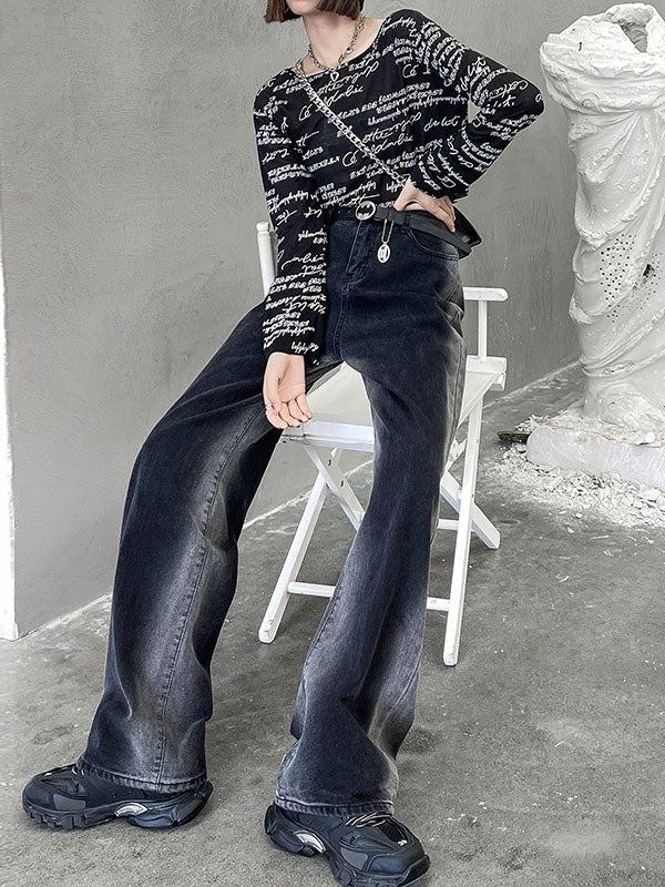 Vintage Gradient Wide Leg Column Jean Pants