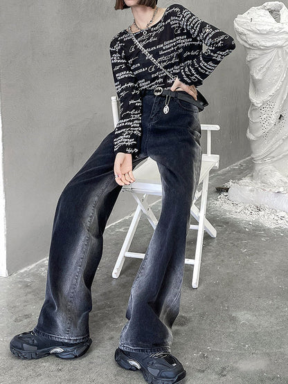 Vintage Gradient Wide Leg Column Jean Pants