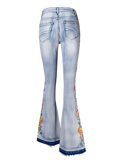 Fashion Embroidered Jean Pants Bottoms