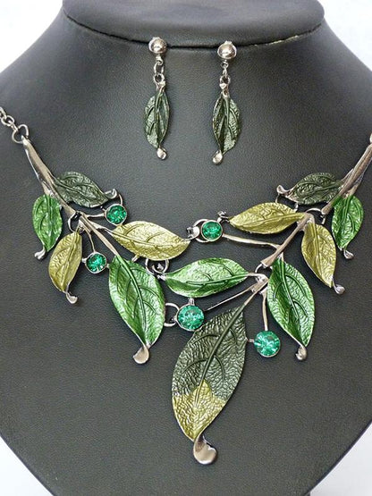 Pretty Leaf Pattern Earrings&Necklaces