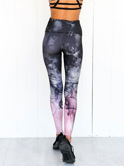 Wide Waistband Printed Back CrossTanks And Leggings Suits