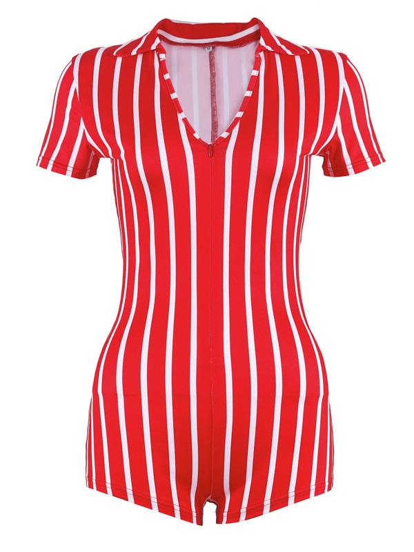 V-neck Striped Yoga Rompers