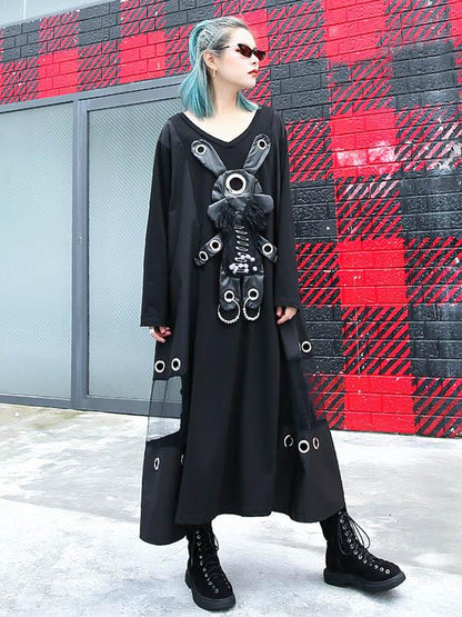 Loose Rabbit Split-joint Long Dress