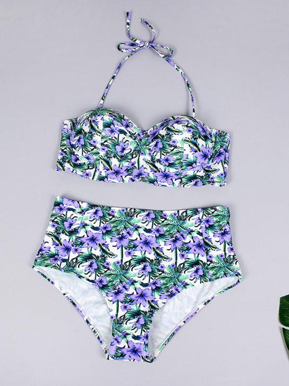 Floral High Waisted Bikini Set