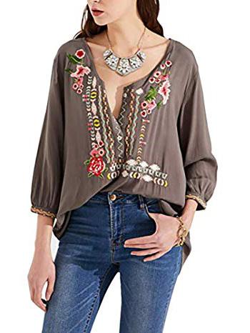 V-neck 2 Colors Blouses&shirts Tops
