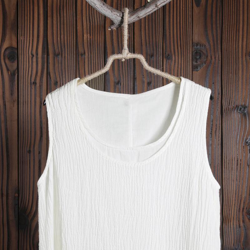 Casual Summer Women Wrinkled Sleeveless Dress