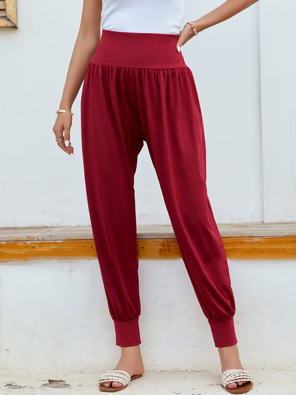 Simple Casual 9 Colors Pleated Harem Pants