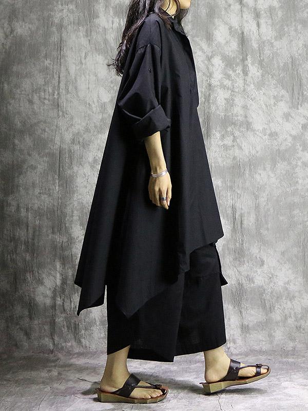 Solid Cropped Loose Shirt Top