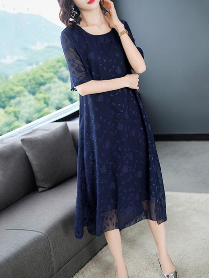 Chiffon Loose Tiered  Solid Dress