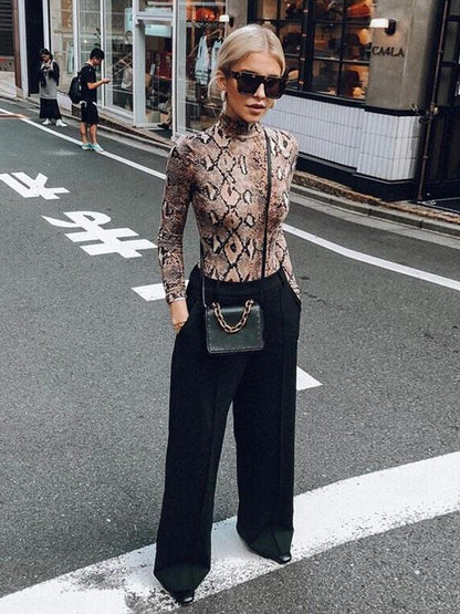 Snake Pattern Wrap Jumpsuits
