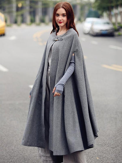 Gray Maxi Cape Outwear