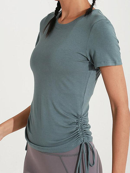 Solid Quick Dry Elastic Drawstring Yoga Tees