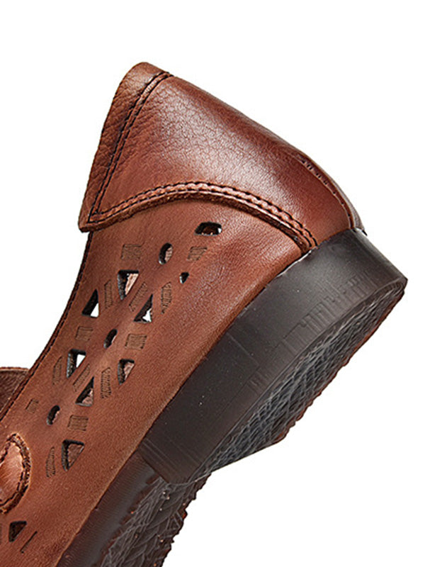 Leisure Fashionflat Hollow Flat Heel Leather Shoes